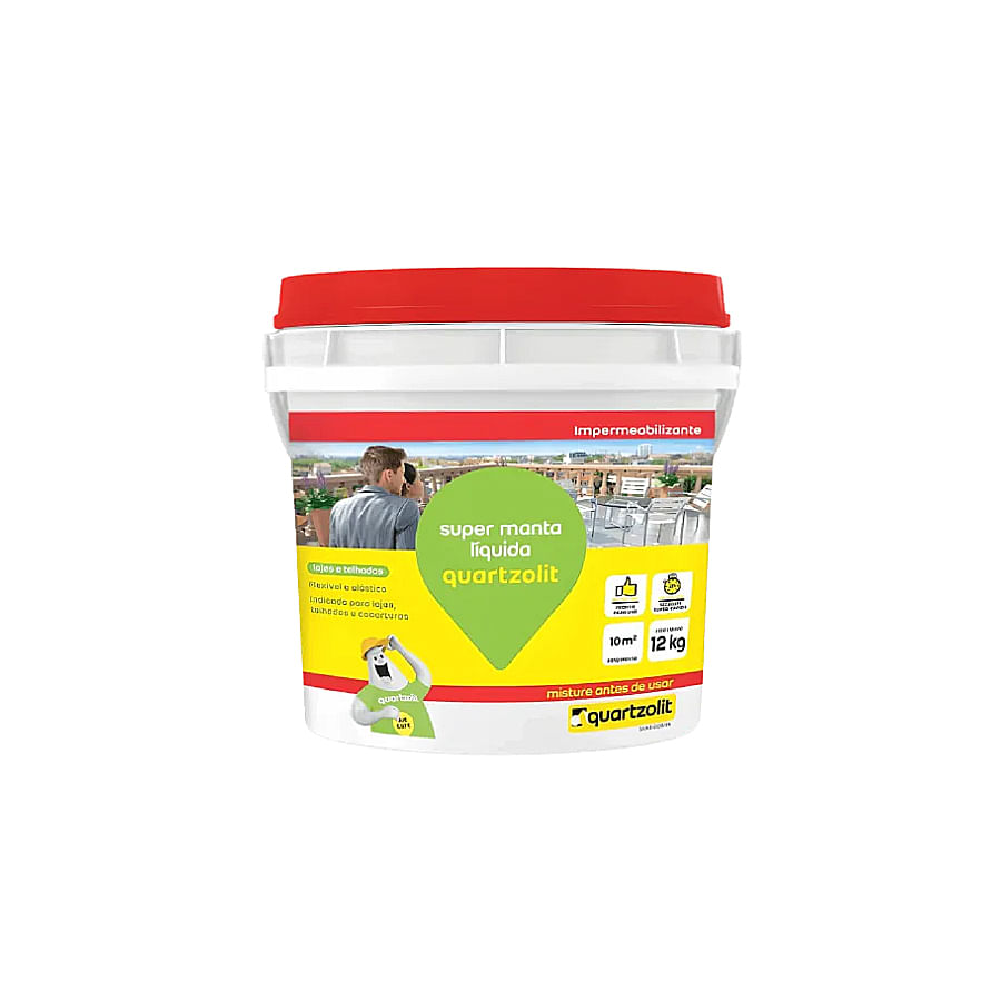 Impermeabilizante Quartzolit Super Manta Líquida Cinza Concreto 12Kg Acrílica Flexível 311725434053