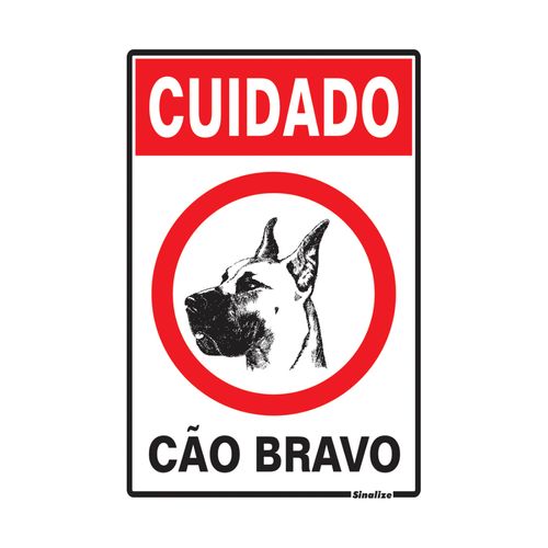 Placa Sinalize 20X30 250 AH Cuidado Cão Bravo Placa Sinalize 20X30 250 AH Cuidado Cão Bravo