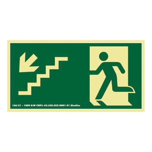 Placa Sinalize 30X15 315AI Fotolum.Escada Desce Esquerda Placa Sinalize 30X15 315AI Fotolum.Escada Desce Esquerda