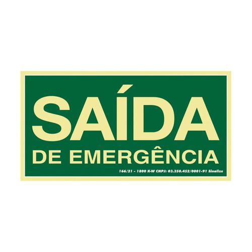 Placa Sinalize 30X15 315AM Fotolum.Saida De Emergencia Placa Sinalize 30X15 315AM Fotolum.Saida De Emergencia