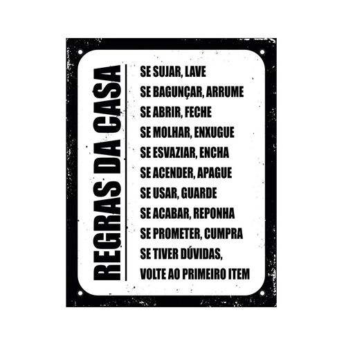 Placa Sinalize 18X23 DEC27 Regras da Casa Placa Sinalize 18X23 DEC27 Regras da Casa