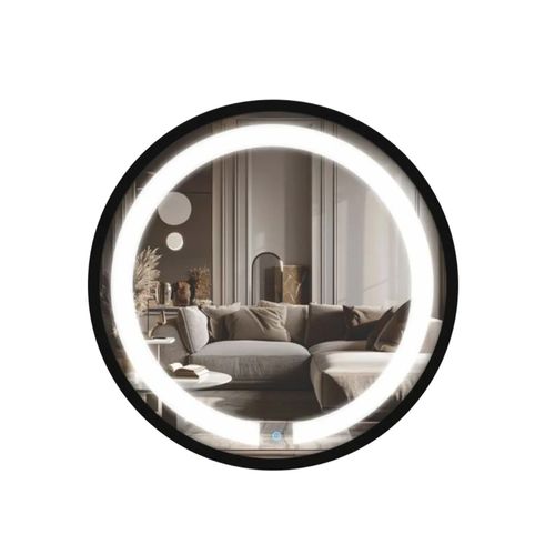 Espelho Reduna Premium Redondo com Iluminação 500mm Borda Preto PD1178 Espelho Reduna Premium Redondo com Iluminação 500mm Borda Preto PD1178