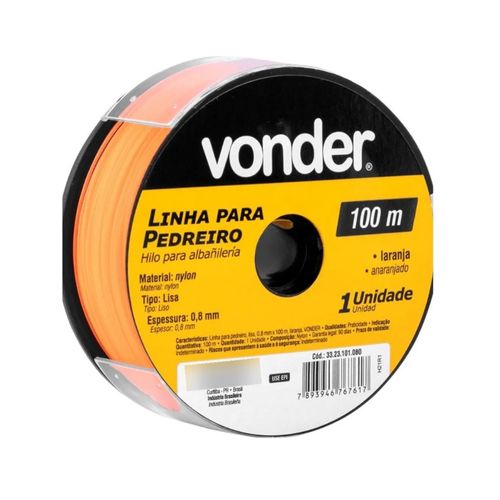 Linha Vonder P Pedreiro 0.8mmx100m Laranja 3323101080 Linha Vonder P Pedreiro 0.8mmx100m Laranja 3323101080